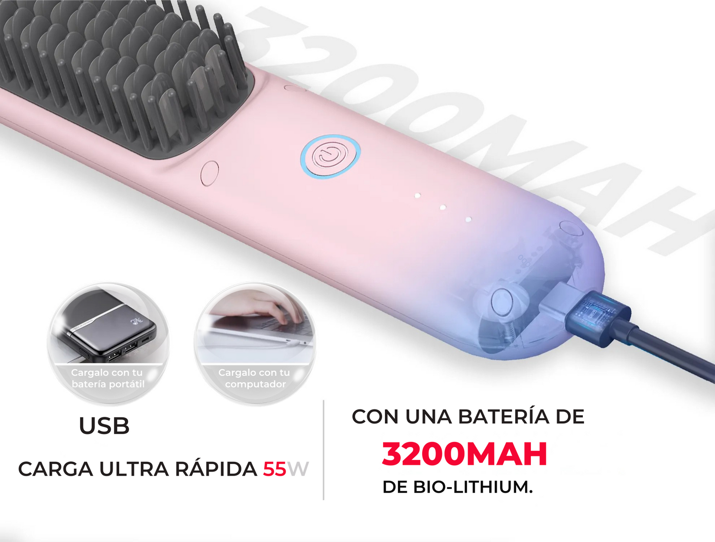 Mini Cepillo alisador portátil Elysse - Donde quieras, como quieras.